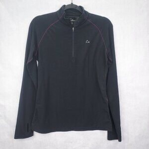 Paradox 1/4 Zip Shirt Women M Merino Blend Base Layer Long Sleeve Pullover Black